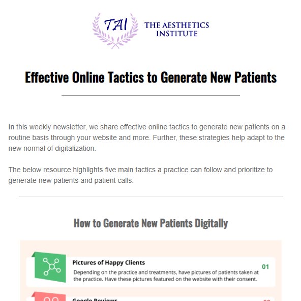 Effective Online Tactics to Generate New Patients