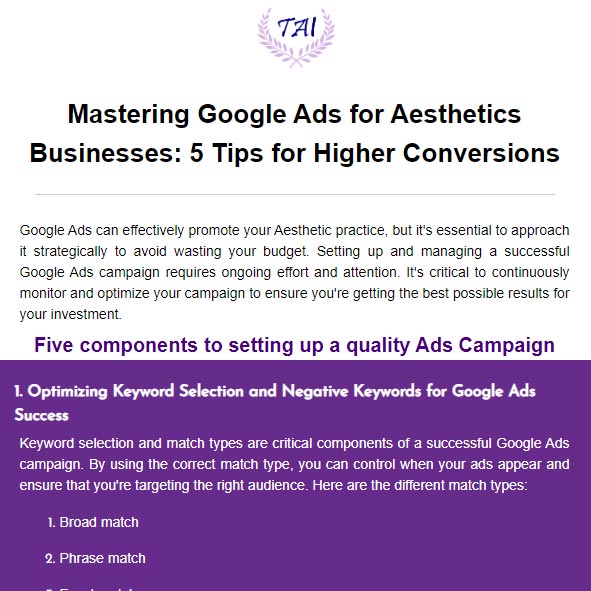 Maximize Your Advertising Budget with These 5 Google Ads Tips for Aesthetics Businesses
